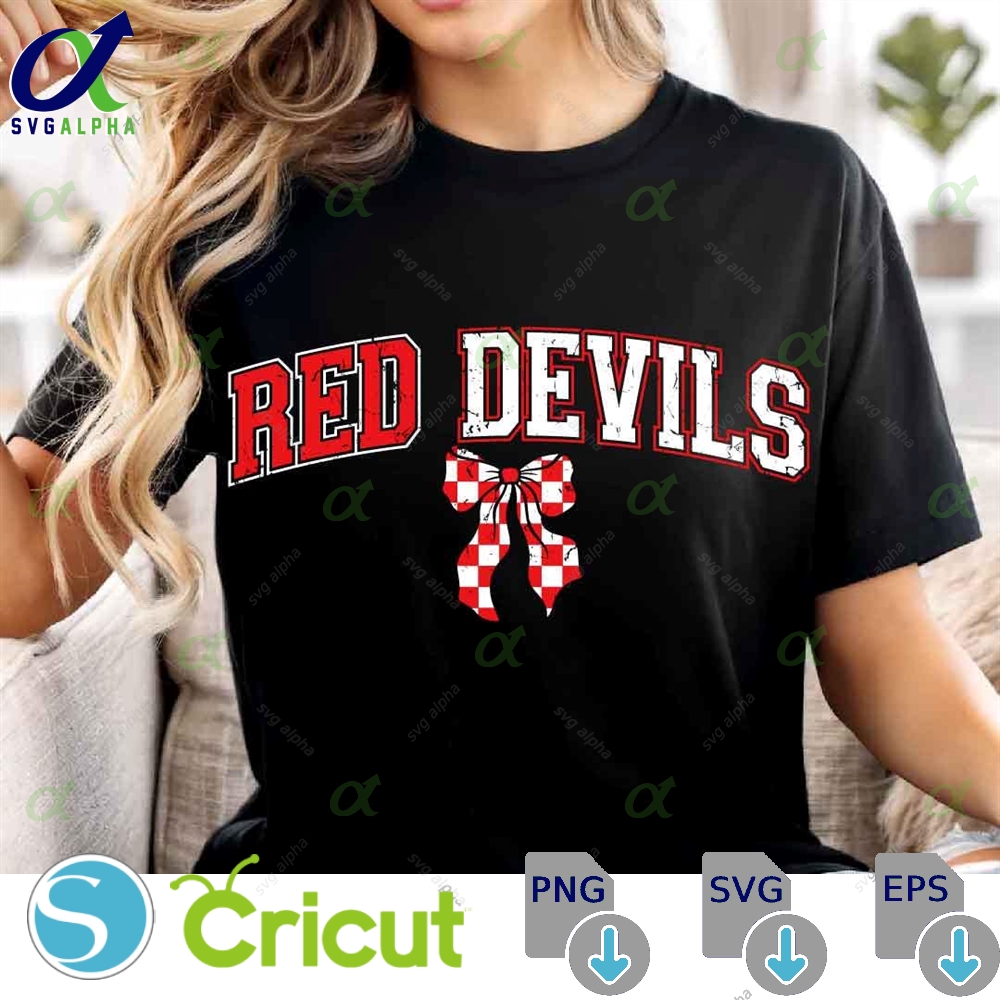 Red Devils Svg Png Red Devils Bow Png Red Devils Sublimation Varsity Red Devils Shirt Red Devils Mascot Svg Png Football Svg